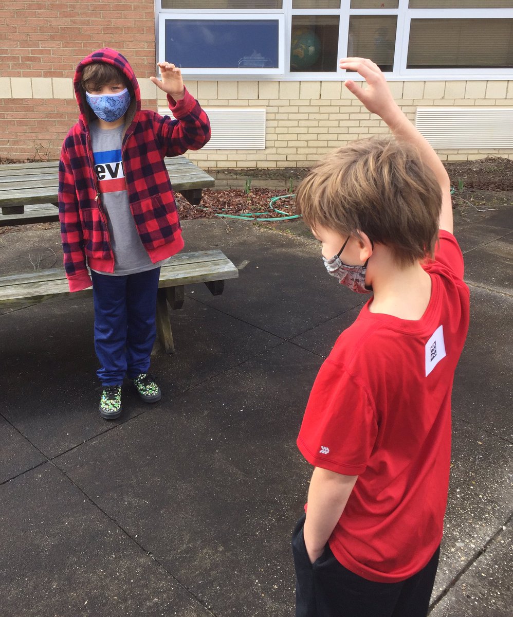 mkirkpat2's tweet photo. Took advantage of the nice weather to go outside for our predator/prey game...via social distances of course! @LuxfordES https://t.co/KHxR6ocmkG