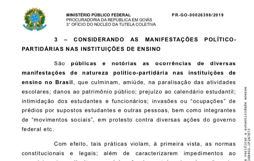 tesoureiros's tweet photo. ATENÇÃO: Essa semana o Ministério da Educação enviou uma "recomendação" da PGR às Universidades Públicas Federais para que criem CANAIS DE DENÚNCIA contra quem fizer manifestações políticas
A recomendação da PGR (de 2019_ e é assinada por Ailton Benedito, procurador Bolsonarista https://t.co/08uR9H5e9Y