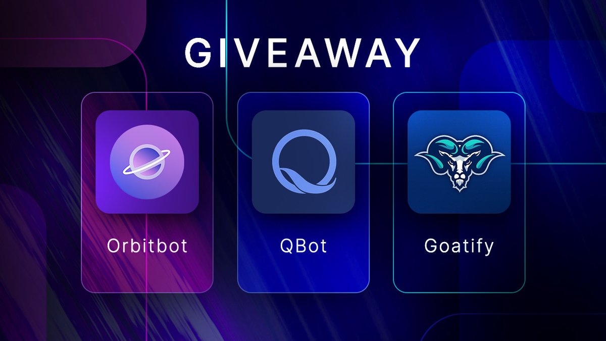 🎉 GIVEAWAY! 🎉

🎁 Prizes:
• 1 x <a href="/orbitbots/">Orbit</a> license
• 1 x <a href="/QBotaio/">QBot</a> license
• 1 x <a href="/GoatifyIO/">GOATIFY</a> membership

🚨 Rules:
• Like
• Retweet
• Follow all accounts

Ends in 72 hours ⏰