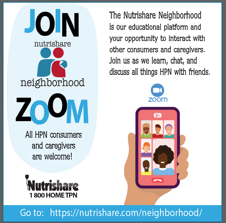 NutrishareLLC's tweet photo. If you are on Home Parenteral Nutrition (HPN) or are a caregiver of someone who is, consider joining The Nutrishare Neighborhood.  https://t.co/p0k5VwTXlF https://t.co/EEa7d2egvM