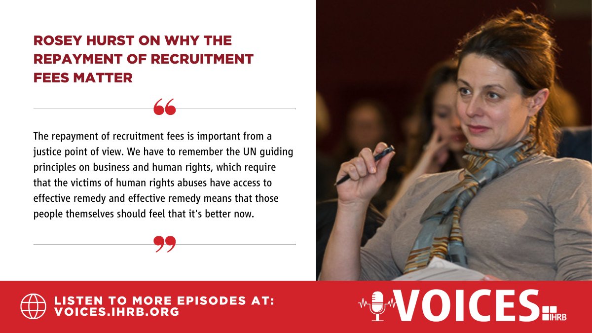 ihrb's tweet photo. Listen to our latest conversation with @RoseyHurst on facilitating one type of remedy for #MigrantWorkers trapped in #DebtBondage ▶️ https://t.co/VAiCxS1eFD + learn more about @Impactt_Limited’s work with companies on repaying #RecruitmentFees | #BizHumanRights https://t.co/AcmZeWY4Wn
