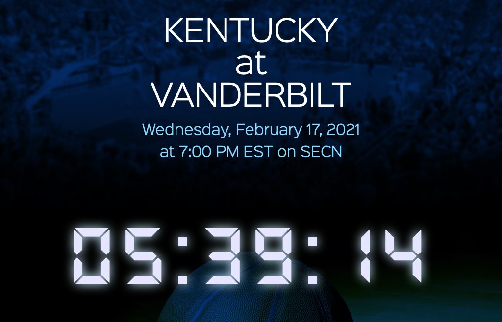 BigBlueApps's tweet photo. KENTUCKY at VANDERBILT
Wednesday, February 17, 2021 at 7:00 PM EST on SECN
Go Big Blue! 
https://t.co/98nVUmfglU 
#BBN #WeAreUK https://t.co/GGRp1QH9Pc