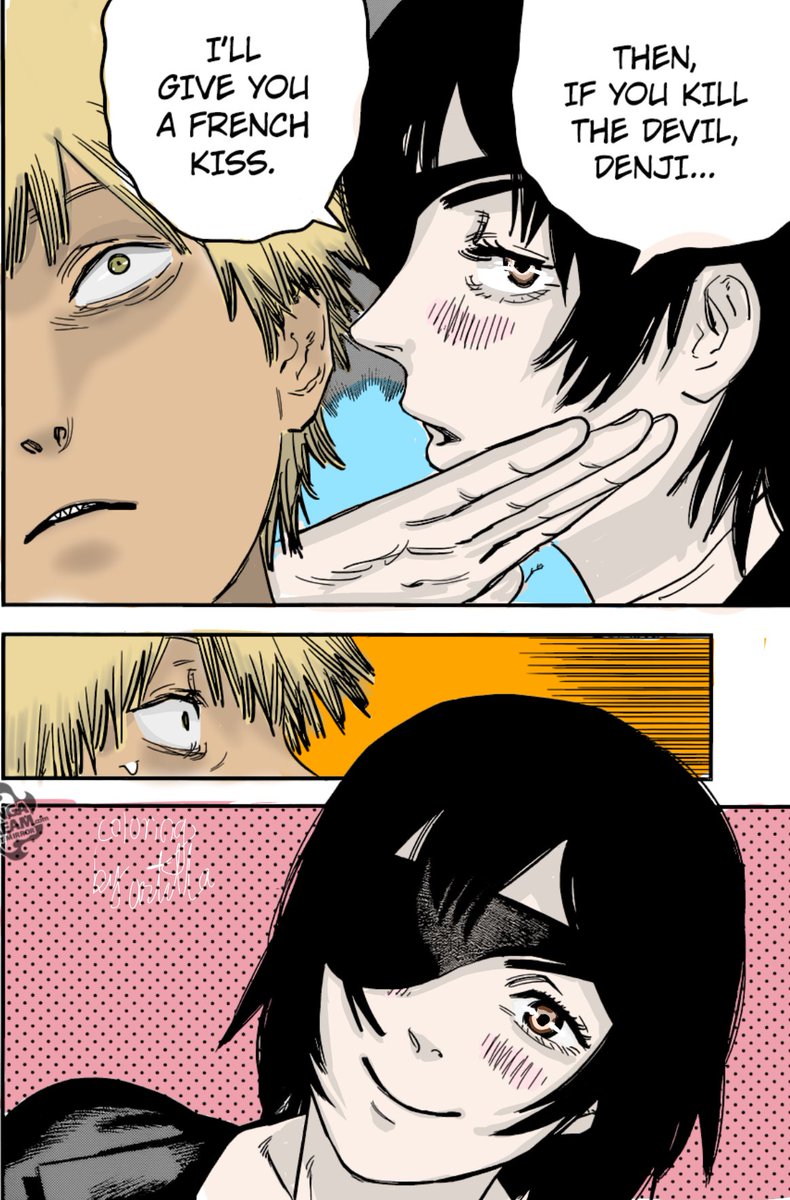 OrderDemSass's tweet photo. Today I decided to slowly chip away my artblock by coloring a few manga scans to chainsaw man. And it was fun! #csm #chainsawmanfanart #chainsawman https://t.co/trChgv8C5k