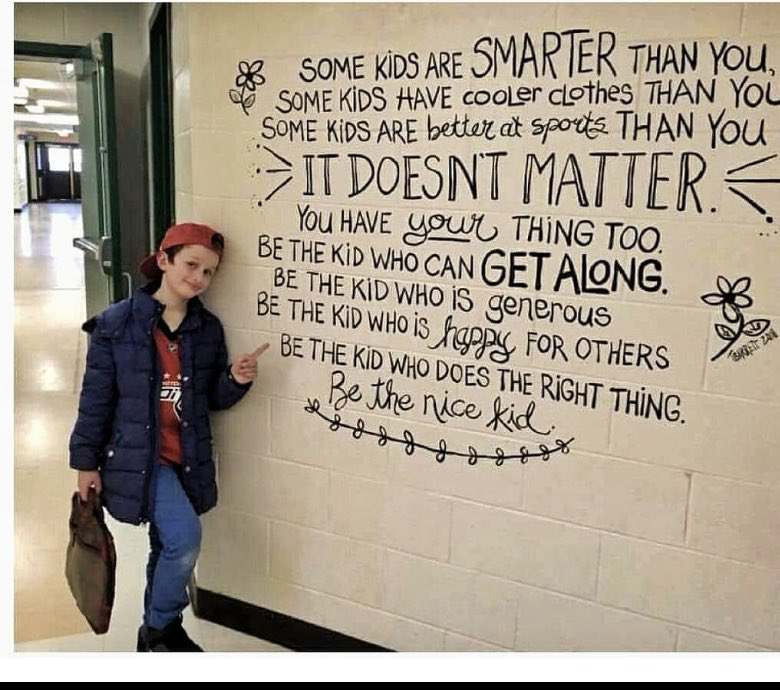 fosterpb2's tweet photo. Love this...Be the nice Kid! https://t.co/IDkoN5kqN5