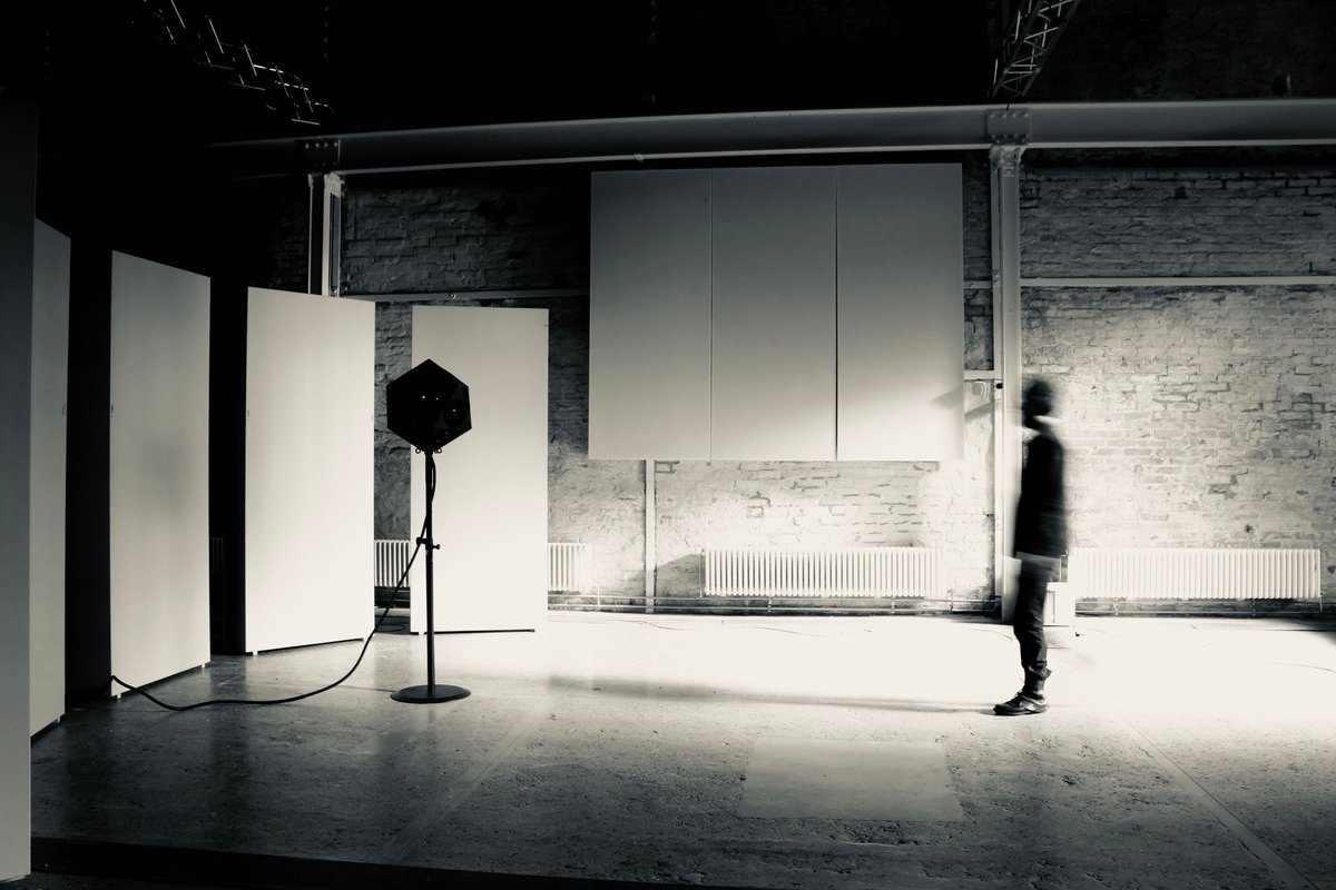 spaeslab's tweet photo. sound beams at Spreehalle Berlin // By using acoustic reflections from the walls, the ceiling, and the floor the IKO can be used to create spatial sound phenomena and three-dimensional soundscapes. See more pictures here: https://t.co/g48X04888A https://t.co/16rQDAuDN2