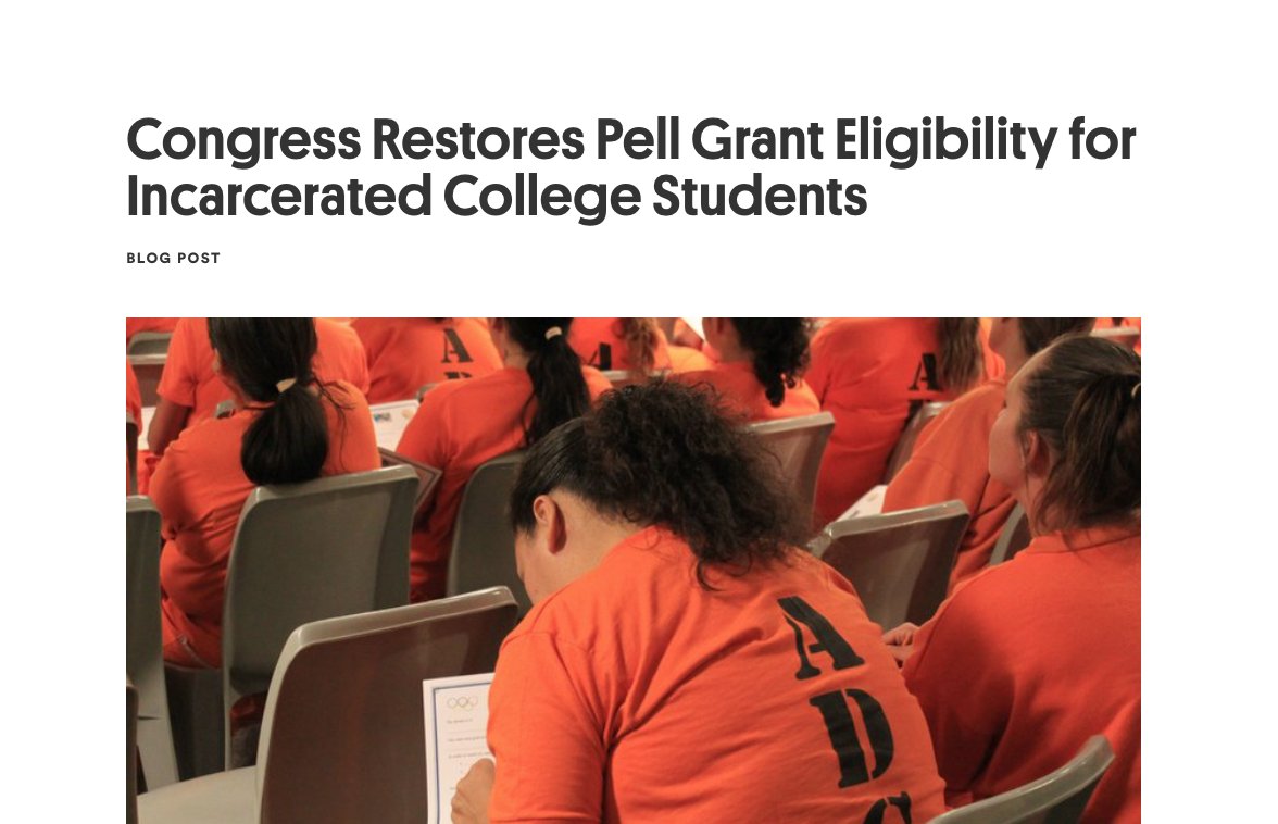 Prison-based #highered programs increase the odds that incarcerated students' will be able to find employment upon their release. Thanks to a recent move by Congress, more incarcerated students than ever before will get a second chance. 
newamerica.org/education-poli… #ATD_DREAM