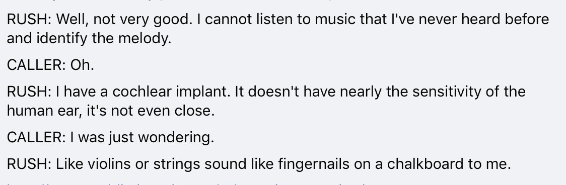I can't get at his website now - probably too much traffic - but here's where I quoted a transcript elsewhere, where he says that the CI sound quality is not good: "Like violins or strings sound like fingernails on a chalkboard to me."