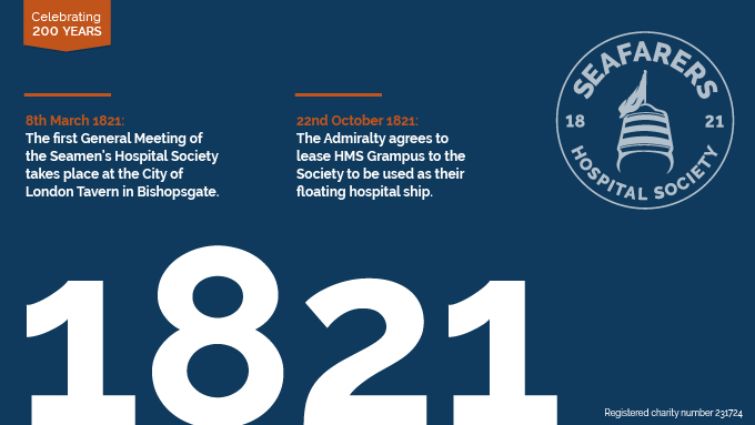 This group of philanthropists felt that there needed to be an organisation to aid these vulnerable seafarers with their medical needs. And so, on March 8, 1821, the founders met at the City of London Tavern, Bishopsgate to establish the Seafarers Hospital Society. 4/16