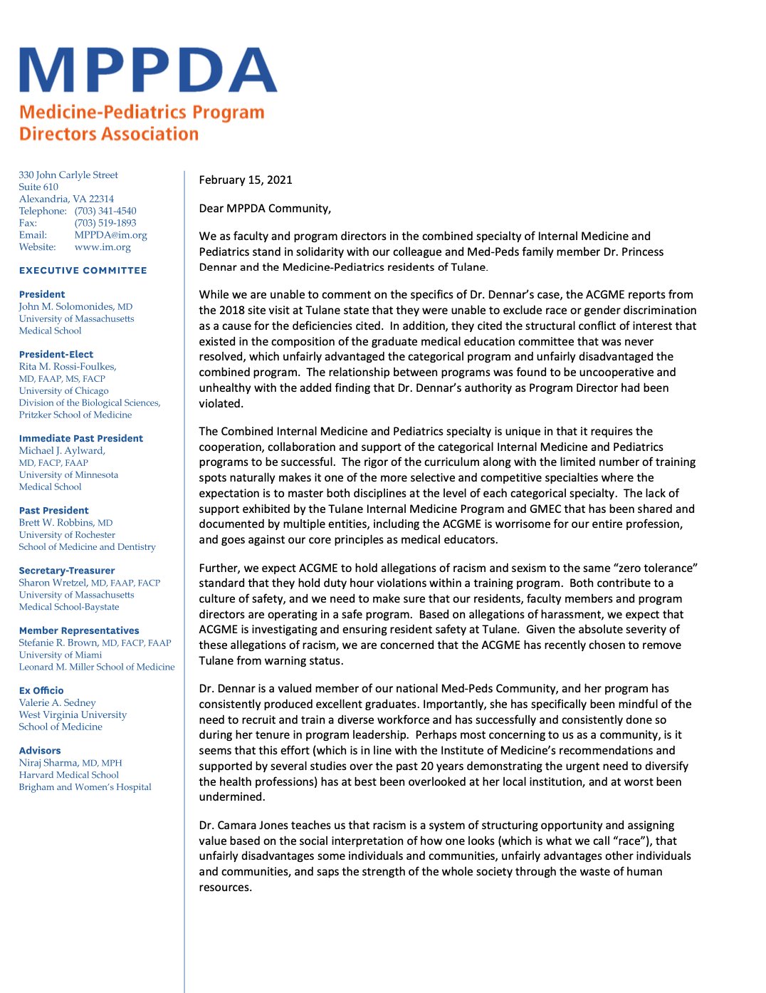Ucsd Med Peds Please See This Statement From The Mppda On The Dismissal Of Dr Princess Dennar At Tulane T Co Gypbsqcefj Twitter