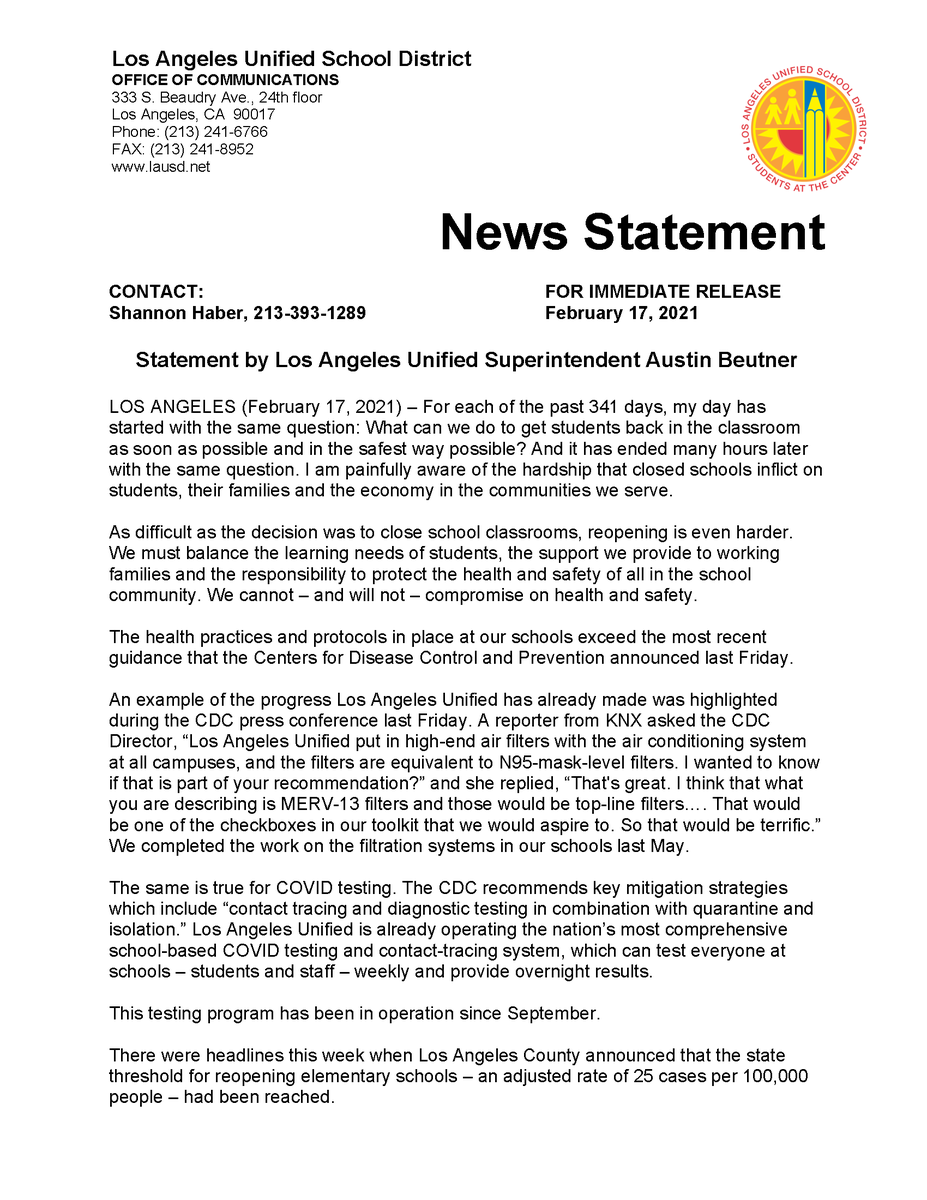 Austin Beutner 10 Days Ago I Announced A Plan To Reopen Schools In 60 Days The Clock Is Ticking We Ve Done Our Part School Campuses Are Ready The Community