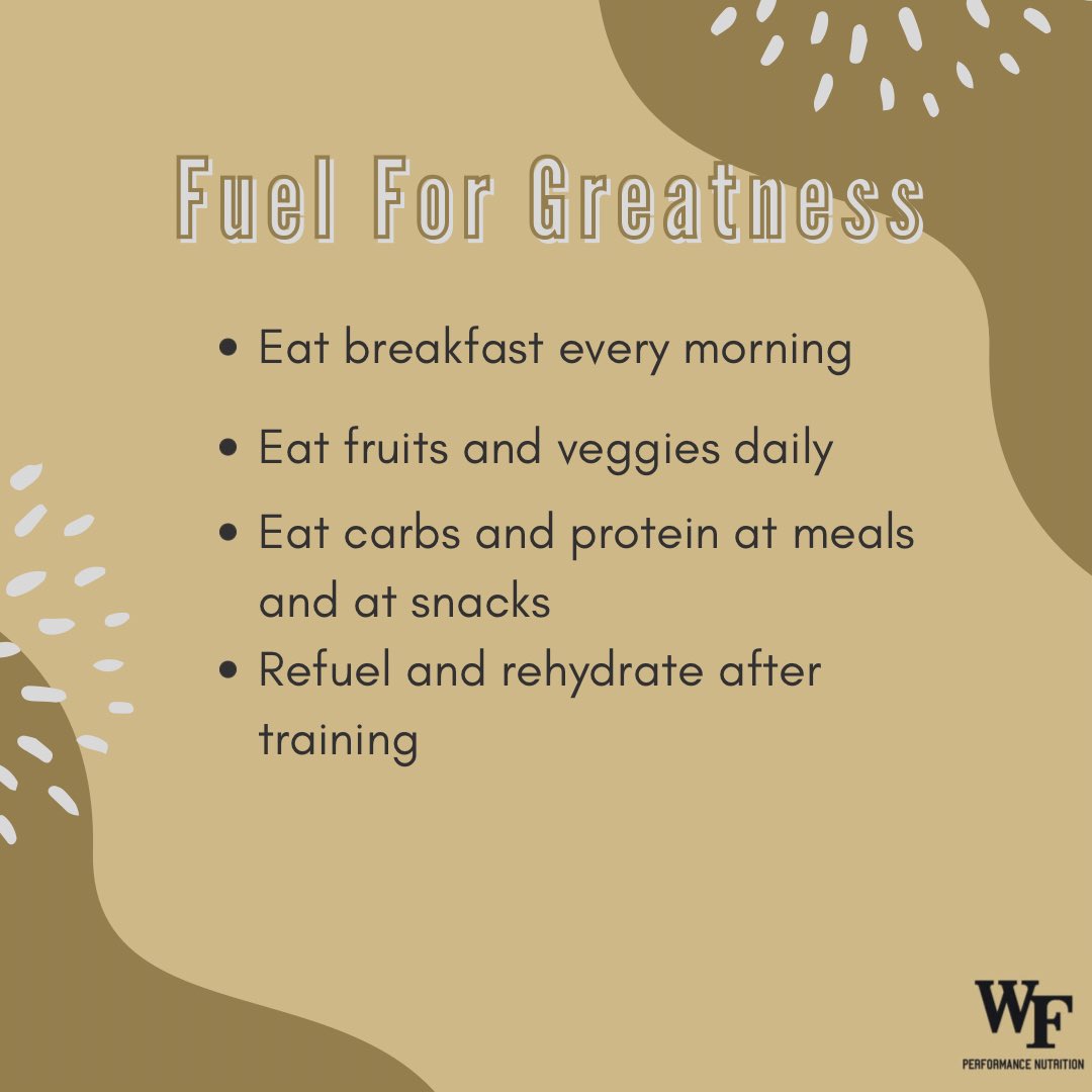 If you are experiencing any of these, you may be underfueling. If you think you are struggling with this, talk to your RD on how you can #fuelforgreatness 💪🎩

#godeacs #wfu #fuelyourbody #carbohydrates #nutrition #sportsnutrition