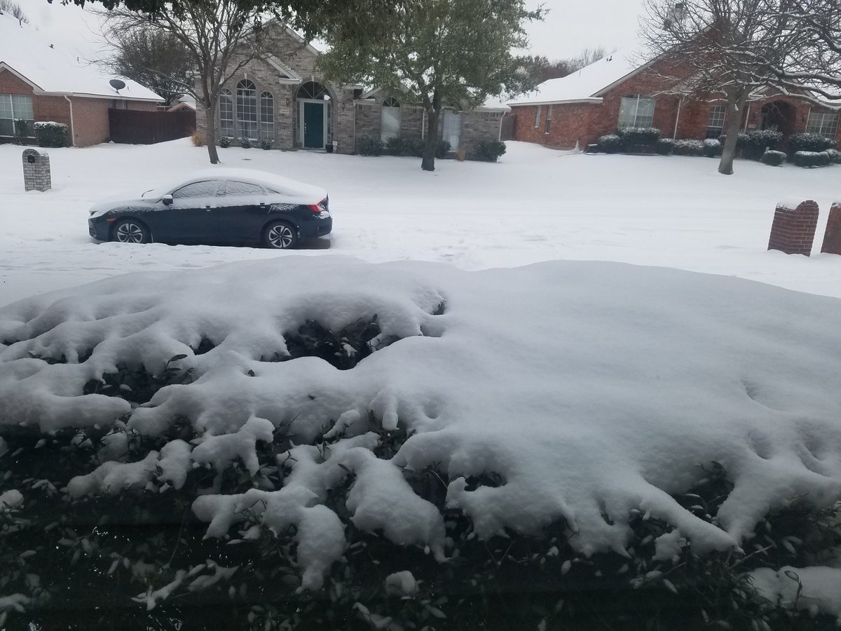 mavsfans20021's tweet photo. View from my office this morning!
#texaswinterstorm #Weather #DFWWinterStorm #dfwsnow #wfaaweather #NBCDFWWeather https://t.co/S202s9XxTd