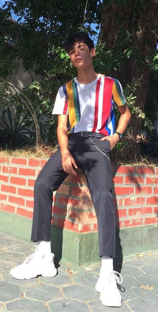 Yūga Aoyama - his BFF is color!! - my sparkle boi - he arrives fashionably late and you know what? that’s fair cause he looks so fucking good. - self indulgent... I was looking for a bedazzled pride shirt but this will do  he probably already owns it