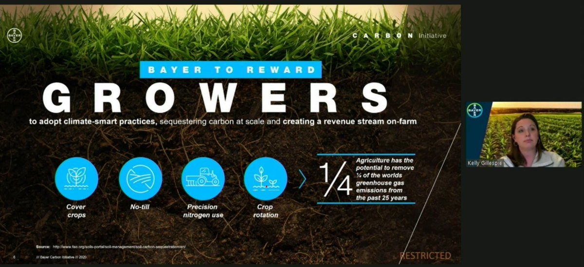 Bayer’s Carbon Initiative that rewards farmers to adopt carbon management practices <a href="/kmgillespie/">Kelly Gillespie</a> #NAPPN2021 #bayercropscience