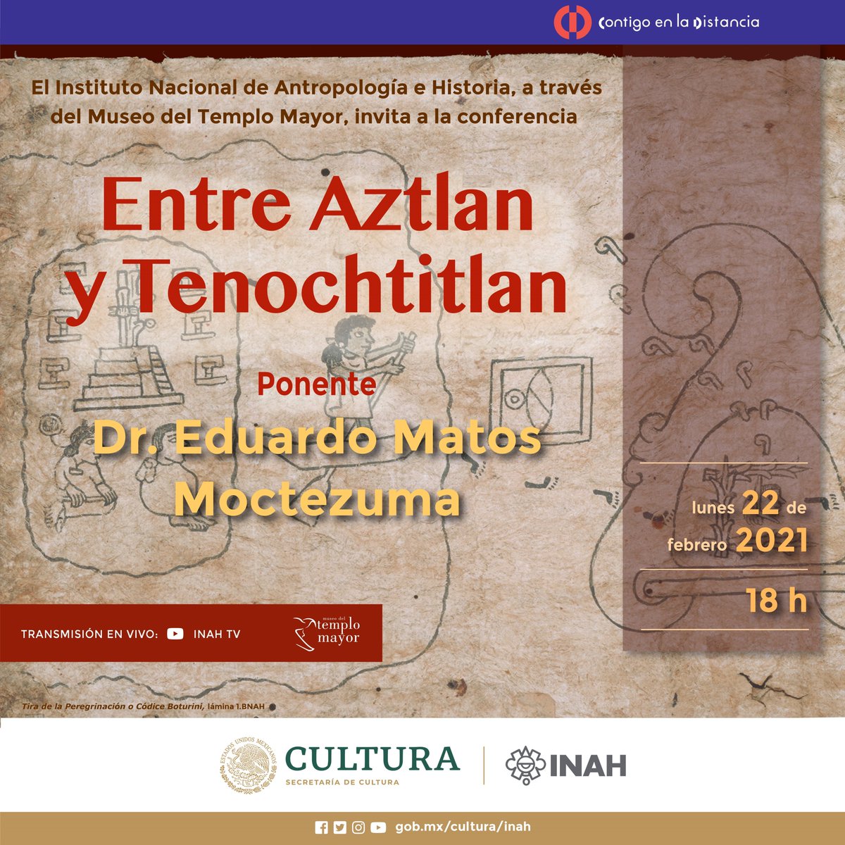 MusTemploMayor's tweet photo. El doctor Eduardo Matos Moctezuma presenta la conferencia "Entre Aztlan y Tenochtitlan" en el marco del XLIII aniversario del hallazgo de la "diosa lunar" Coyolxauhqui #NoTeLoPierdas 
#EnViVo🔴 el lunes 22 de febrero a las 18 h por #INAHTV @INAHmx https://t.co/ZjBtpAwbff