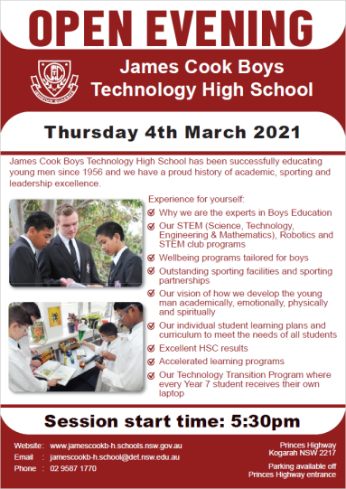 Open Evening 2021 information Visit the school website for further details.