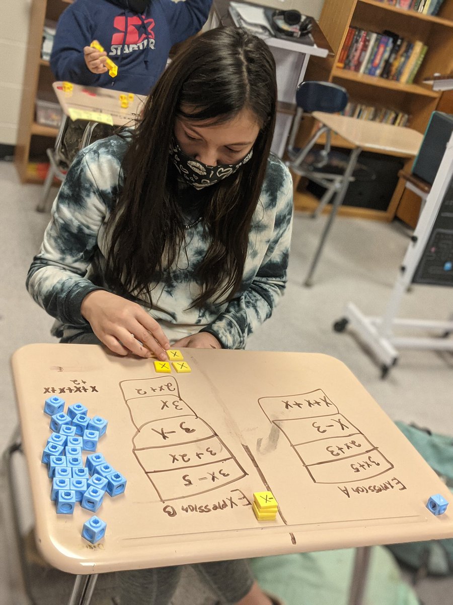 RCEMiddle's tweet photo. Mrs. Spencer's class visualized equivalent algebraic expressions and distributive property this morning #teamRCE🐾 #RCEmath⭐️ https://t.co/QmnUq52sv8