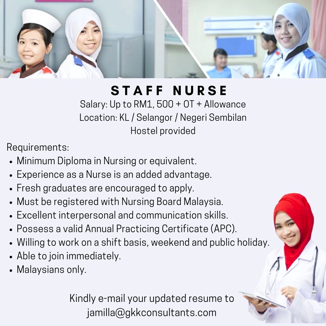 jamillazain's tweet photo. Calling all heroes!
We are now hiring Staff Nurses. Kindly share your resume with us.
#JawatanKosongTerkini #EnablingYou #kerjakosong #Jawatankosong #jawatankosongmalaysia #jobvacancy #careeropportunity #jawatankosongselangor #jawatankosongKL #JawatanKosongNegeriSembilan https://t.co/i4IXdjq159