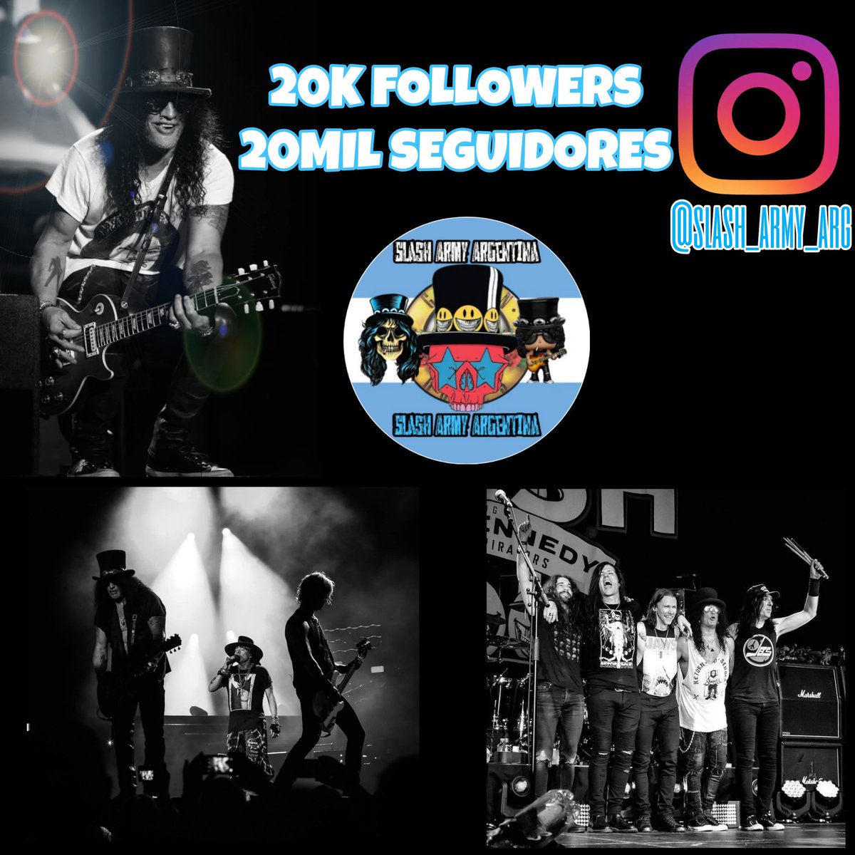 SlashArmy_ARG's tweet photo. 20 Mil seguidores en Instagram! Mil gracias a todos ✊🏻🤘🏻🎩

@Slash @Slash #RnFnR #SlashArmyArg #GNR #GnFnR #SMKC #Followers #Instagram https://t.co/1dUVoOrkMv