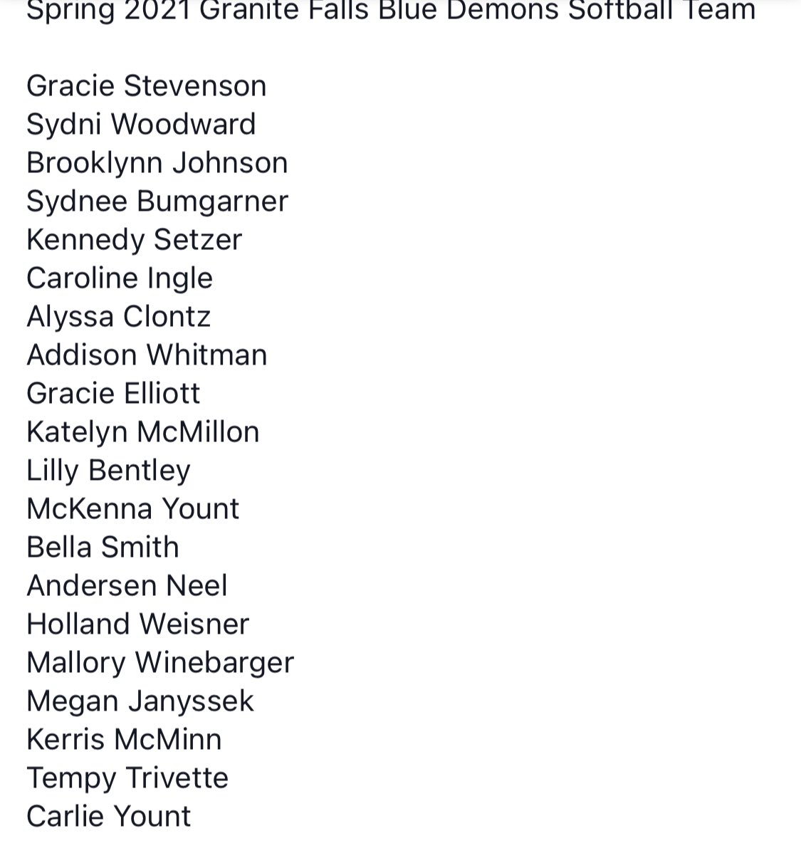 GFMSDEMONS's tweet photo. Congrats to the 2021 Blue Demon softball team!! https://t.co/o0EuX2gCEi