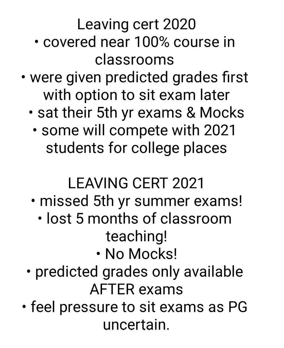 Shevaunne's tweet photo. please tell me how 2021 students are getting a fair deal?
#LeavingCert2021 https://t.co/VjBavHDgRA