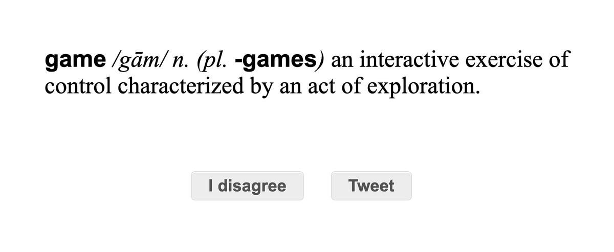 😳🤩 ¡Flipándolo mil con este generador de definiciones de juego! gamedefinitions.com/#
😭❤️ Y ojo cuidao a la gramática del código, ¡maravilla!
#juego #definicion #ludica #gamificacion #diseñodejuegos #gamification