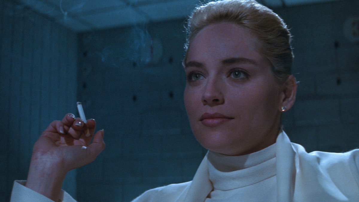 In the most infamous scene, Sharon Stone smokes a cigarette while wearing a turtleneck and a cloak—a favorite queer pastime.