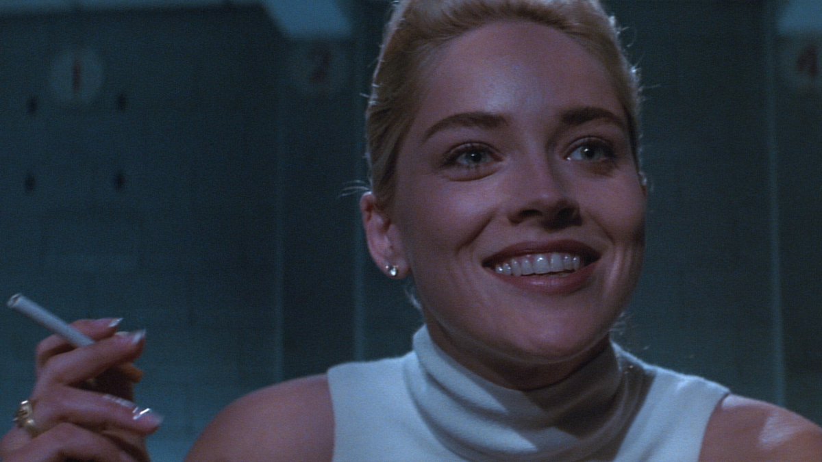In the most infamous scene, Sharon Stone smokes a cigarette while wearing a turtleneck and a cloak—a favorite queer pastime.