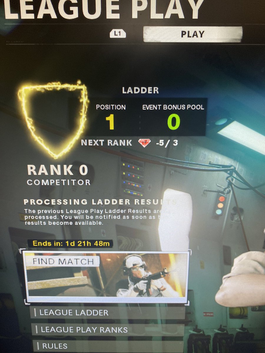 worstgamereva's tweet photo. Anyone else’s rank messed up? Should be Rank 1 with ⅔ gems for next rank.  @ATVIAssist @Treyarch @SHGames #CallofDuty #CallOfDutyBlackOpsColdWar #leagueplay #codleague #BlackOpsColdWar #CallofDutyLeague https://t.co/kGpPqm6UhY