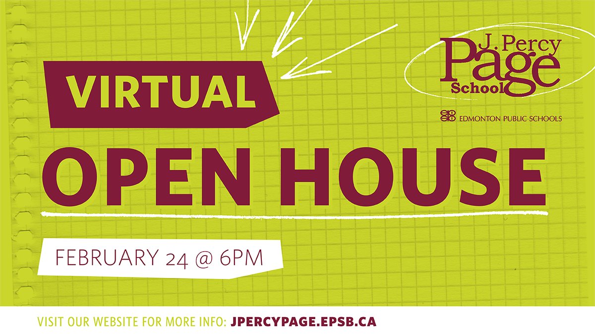 Join us for our 2021 Virtual Open House on Wednesday, February 24, 2021 at 6:00pm #epsb #jppnation #OpenHouse