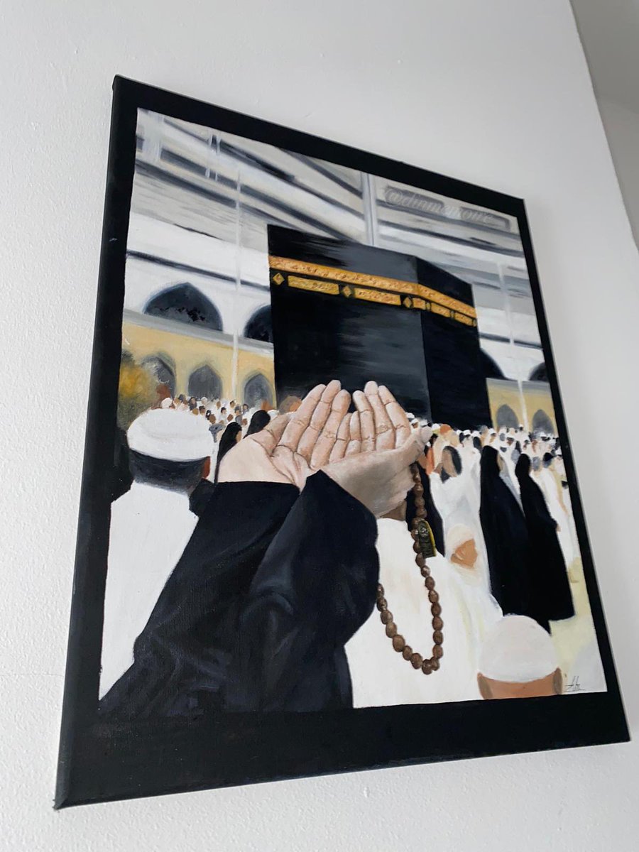 sincerelyazba's tweet photo. “Dear Allah,” - my first completed painting of 2021 !! Allahamdullilahhh 🥺❤️❤️❤️  #artist #islam #islamicart #muslimtwitter #muslimartist #kaba #duah #dearallah #smallbusiness #smallbusinessowner https://t.co/wbEpHYQDGl