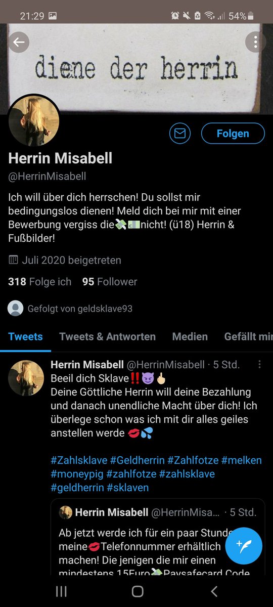 Sklave Tom (Eigentum von Herrin Elli) tweet media