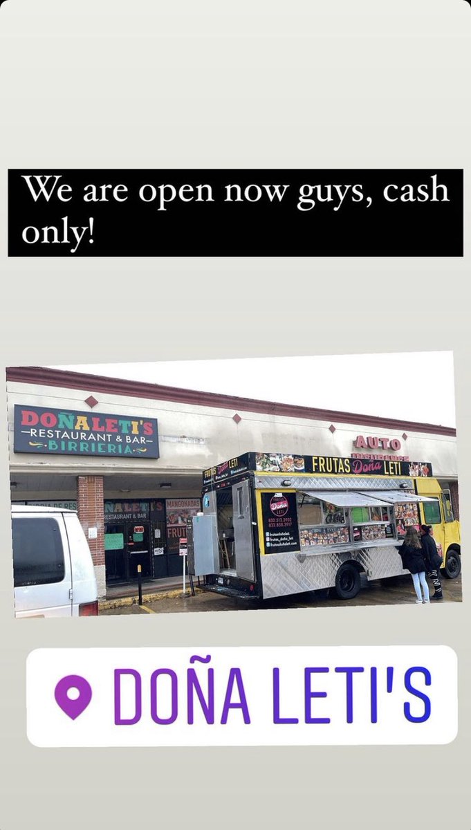 Dona Leti’s are open16101 S Post Oak Rd Suite E, Houston, TX 77053Wednesday, February 17, 2021