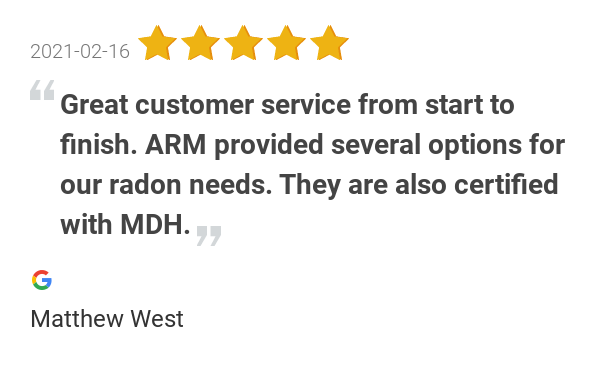 New 5.0-star Review: "Great customer service from start to finish. American Radon Mitigation (ARM) was a clear...