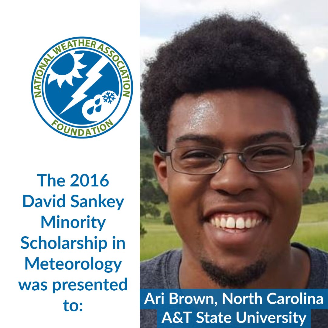 NWA #BHM Spotlight: 2016 Recipient of the David Sankey Minority Scholarship in Meteorology - Ari Brown.

NWA is spotlighting those who are inspiring the next generation of weather enthusiasts &amp; growing into their careers built upon the foundation of strong leaders before them.