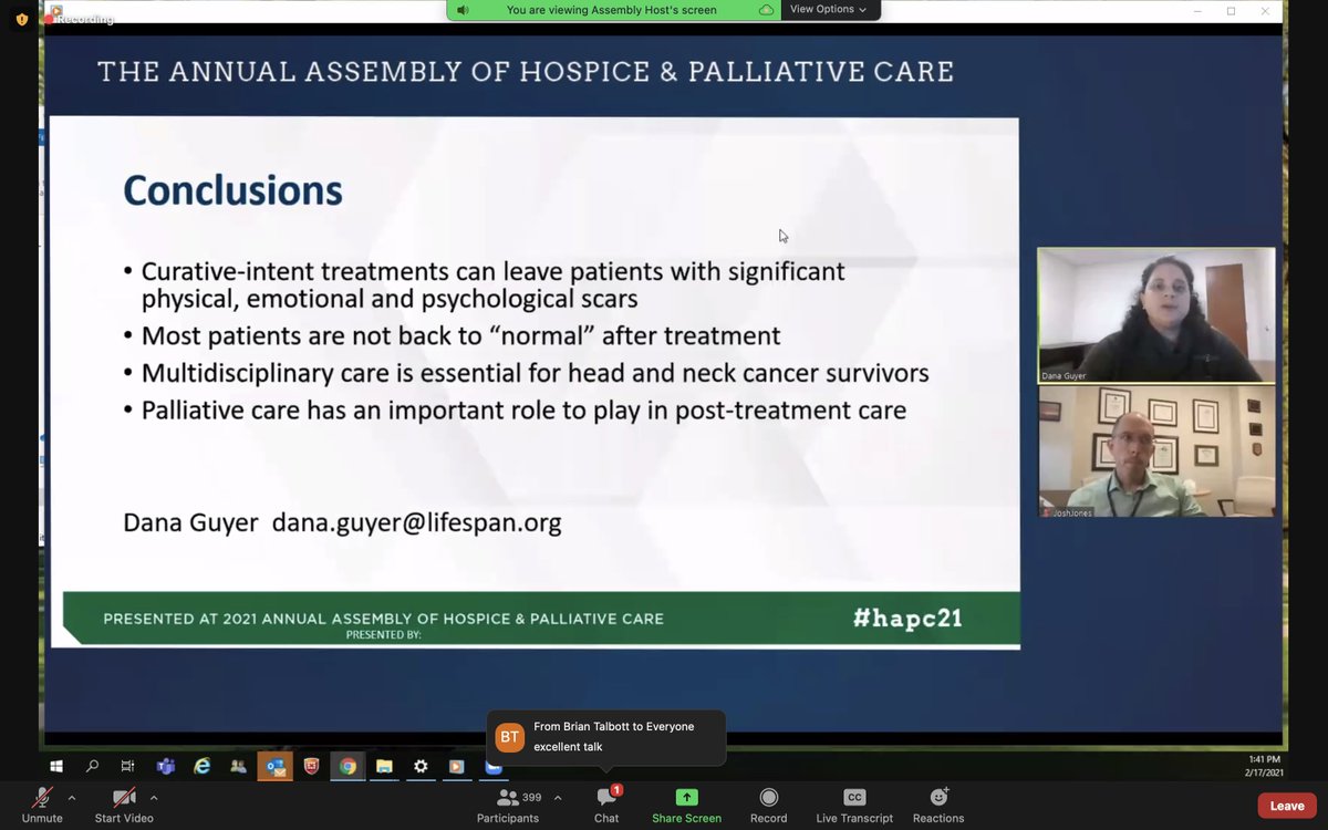 It's unfortunate but realistic to counsel these patients that their head and neck cancer, including its treatment, can be a life-altering event. Given the multiple domains that this cancer affects our patients, these pts deserve a multi-disciplinary approach found in  #hapc