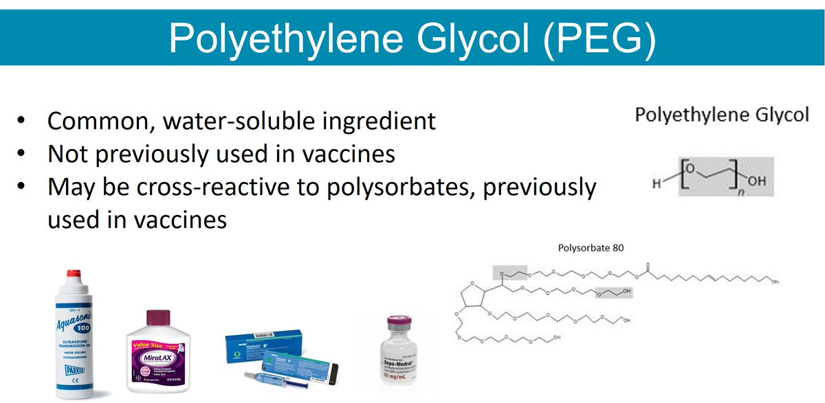 6/What does this mean for the 33% of US with  #drugallergy? It means you CAN receive these vaccines safely provided there is NO immediate or severe allergic reaction history to (1) mRNA  #COVID19vaccines, (2) polyethylene glycol (PEG), or (3) polysorbates