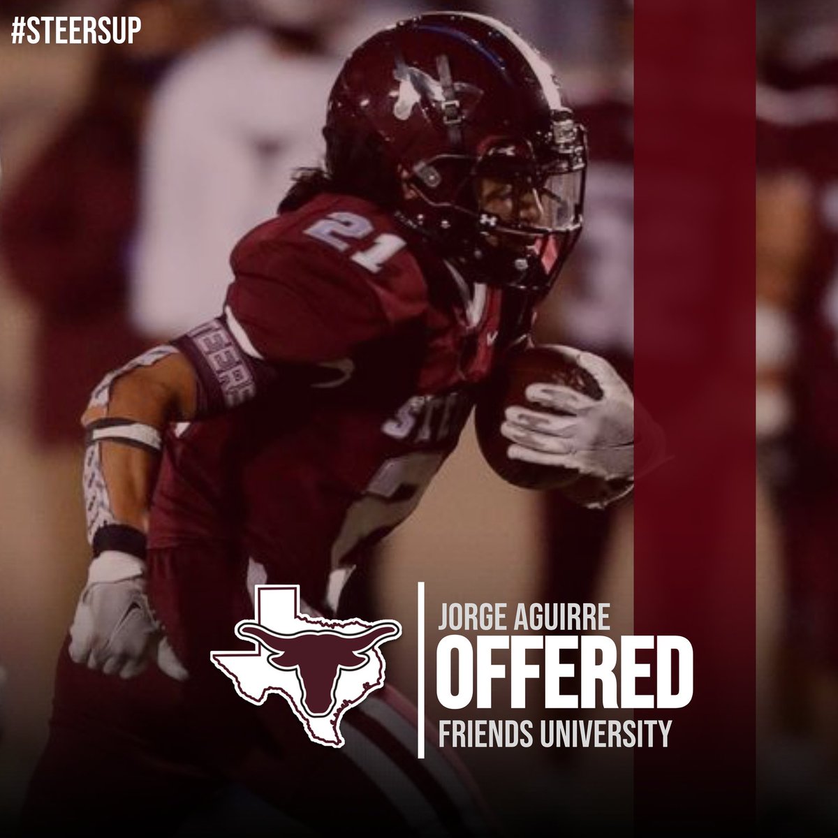 NSSteerFootball's tweet image. Congratulations @jlaguirrejr410 on receiving your first offer to play at Friends University!! #SteersUp🤘🏽