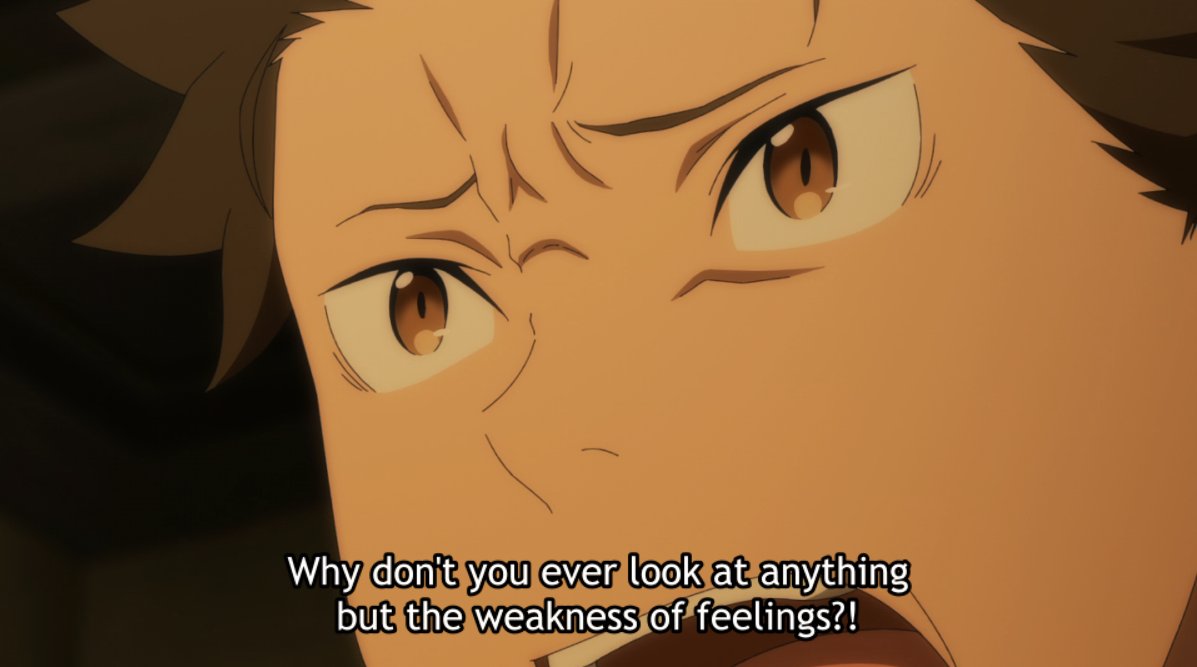 To Roswaal, remaining stagnant is a weakness everyone has, including himself—and as something he knows well, it's a weakness he can use to manipulate others. People not changing, people being attached to one thing only—these are all traits he can exploit in others.