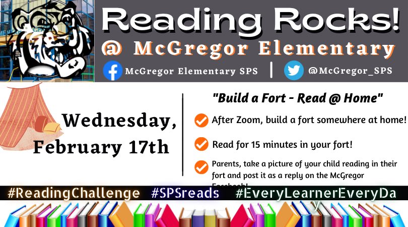 McGregor_SPS's tweet photo. Reading Rocks! @ McGregor Day 2: “Build a Fort - Read @ Home!” Our McGregor Tigers found time between Zoom sessions to build creative forts out of household items and enjoy some laid back, casual reading! #SPSreads #ReadingChallenge #EveryLearnerEveryDay https://t.co/lU8KOnJflt