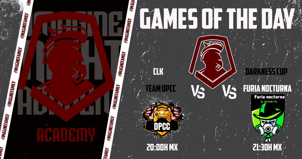 Academy_IK's tweet photo. PARTIDOS | #CR
Nos toca disputar tres encuentros hoy y dos de ellos son β.
Contra @DpccTeam en la @Liga_ClkyAce y a @furianocturnaes en la @DarknessCupGG . Mucha Suerteβπ‘
Estaremos dando todo de nosotros para sacar el mejor resultado. βπ‘
#GoKnights #GoIKAC #ImagineFamily https://t.co/9lX343Bzgr