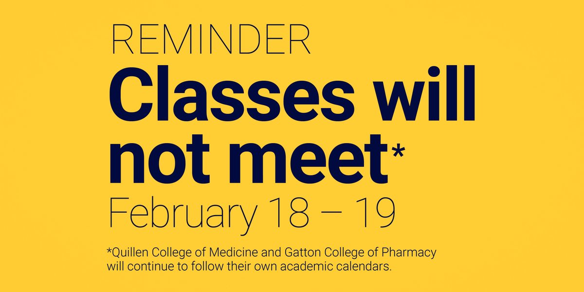 Here is a friendly reminder that Spring break is being divided into three "mini breaks" this semester. Use this extra time to relax, regroup, and come back rested and ready to take on the rest of Spring semester!
 
Note: Campus offices will remain open throughout the mini-breaks.