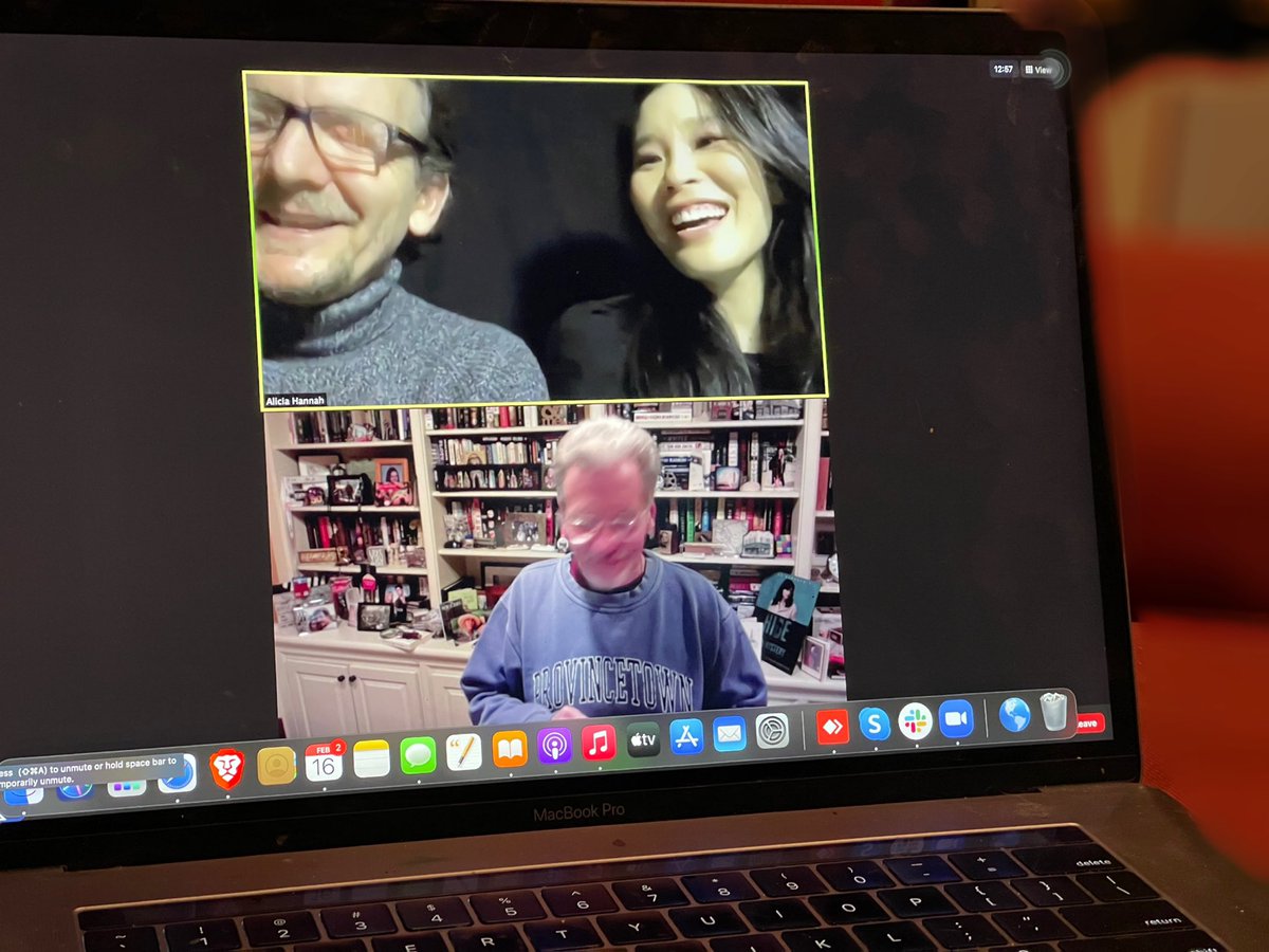 MelissaJPeltier's tweet photo. Last night: @JThomasGray directing @sebroche & @AliciaHannah in βWelcome to Forever.β Over @zoom_us.
Two wonderfully talented actors. #ZoomFilmmaking #QuarantineFilms #QuarantineLife (PS can you find Frannie? ππΎ) https://t.co/89oRj4FziN