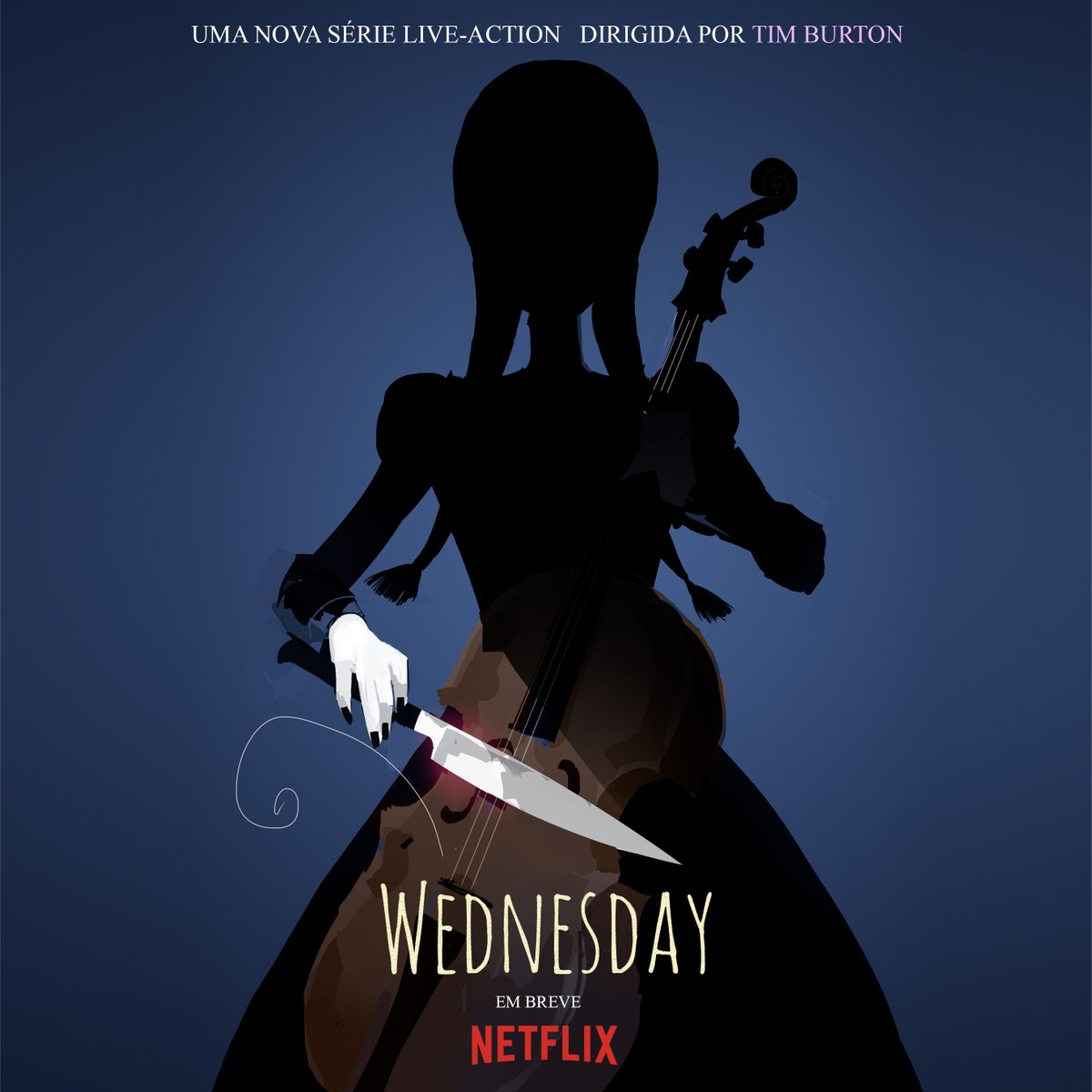 NetflixBrasil's tweet photo. Tim Burton dirigiu muita coisa, mas agora chegou a vez dele estrear no mundo das séries! Com 8 eps, Wednesday é um live-action que acompanha a Addams mais icônica estudando na Academia Nevermore. Prometo muitos mistérios, investigações e acontecimentos sobrenaturais. https://t.co/BnyZSFAfMd