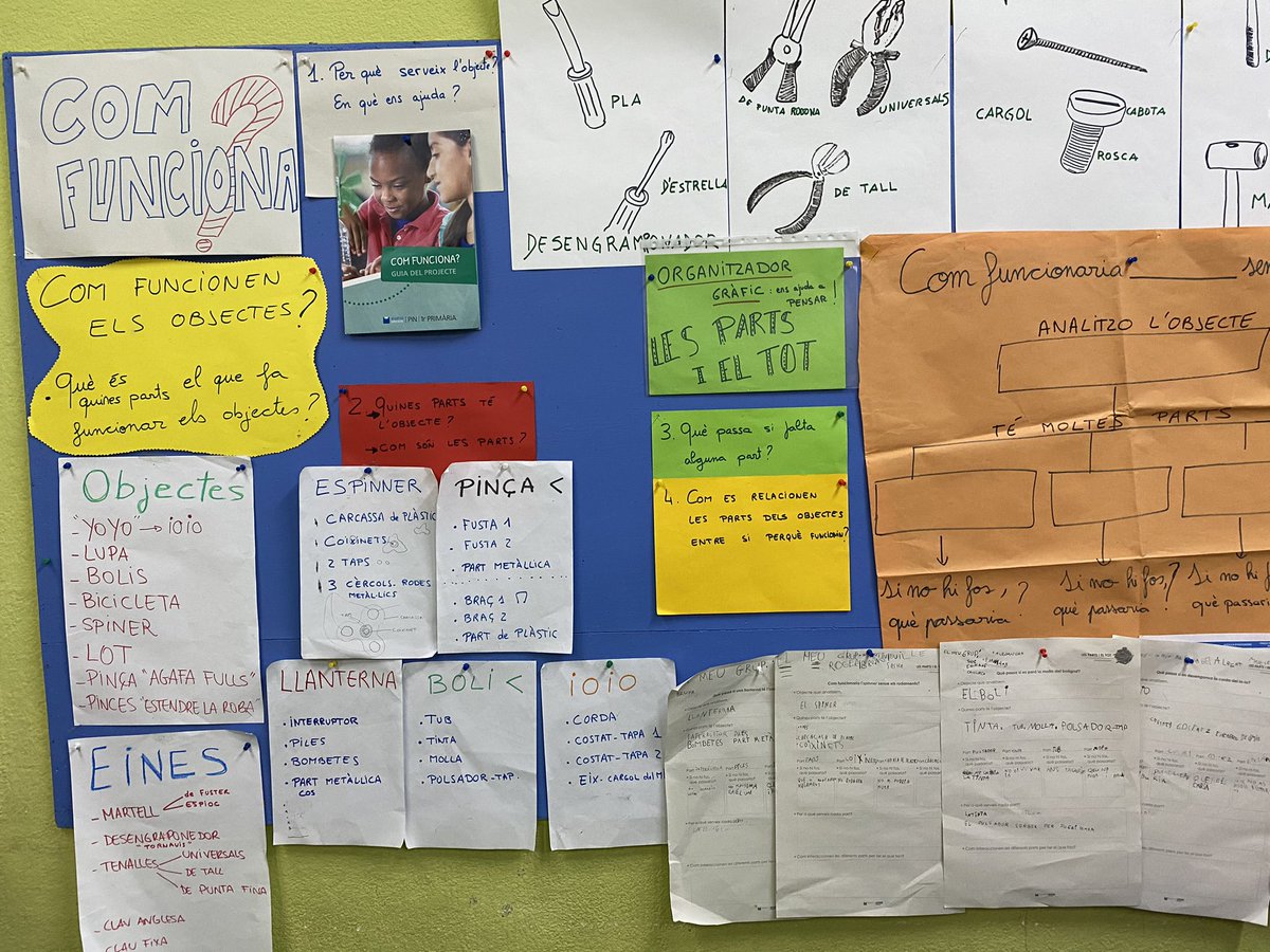 AmargosEva's tweet photo. A #PIN1 hem acabat el projecte científic Com funciona? Hem des/muntat objectes x aprendre els seus mecanismes i els hem integrat en les nostres pròpies creacions: spinners,pous, palanques, politges...Petits grans científics a #JEStGervasi han completat el carnet 👏🏼👏🏼 @JesuitesEdu https://t.co/BNrDrrtFLk
