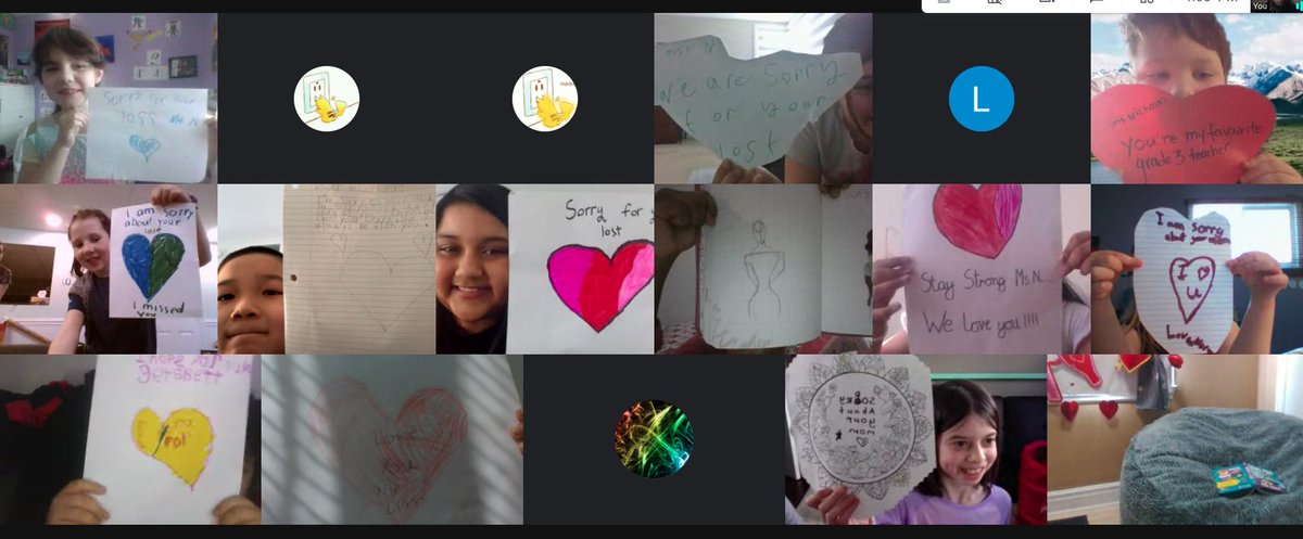 After the heartbreaking loss of my mum, my wonderful grade 3's surprised me today. I feel very lucky to teach such thoughtful kind humans <3 #ocsbVirtual #ocsbBekind