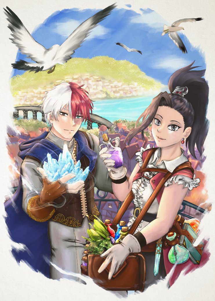 AnakitoArt's tweet photo. Mage Todoroki and Alchemist Momo in a fantasy setting!
I made this piece for the @InksmithZine in collaboration with @suddenwhispers :D

#MyHeroAcademia #todomomo https://t.co/whMsRZR8py