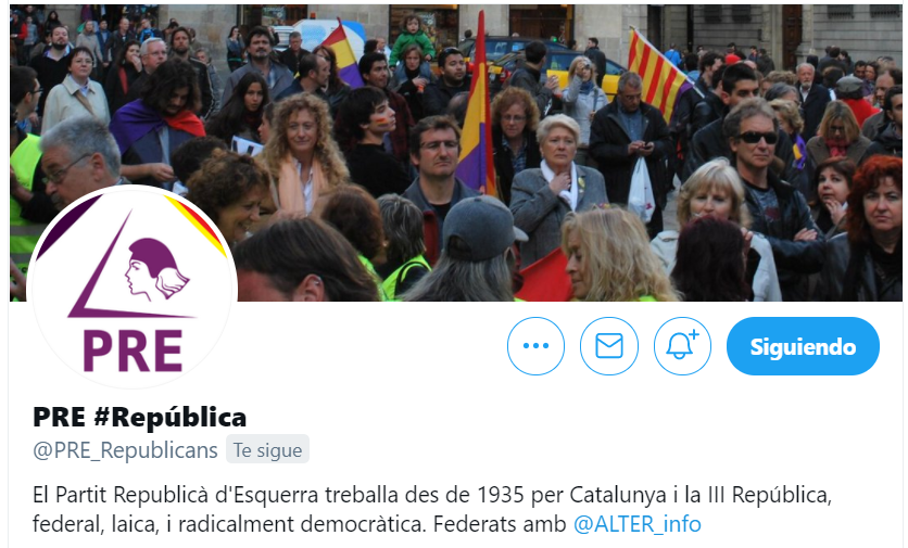 pedroagbilbao's tweet photo. PRE #República @PRE_Republicans
SEGUID AL PRE. Fundado por Marcelino Domingo y Azaña. HONRADEZ REPUBLICANA y FRATERNIDAD
El Partit Republicà d'Esquerra treballa des de 1935 per Catalunya i la III República, federal, laica, i radicalment democràtica. Federats amb 
@ALTER_info https://t.co/W6CCqCEV6u
