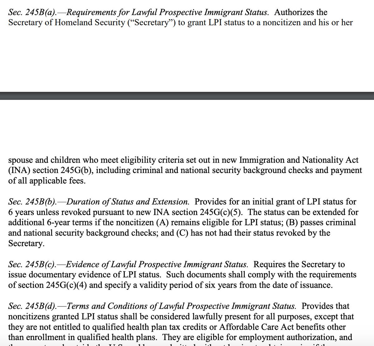 This is only the outline text. But I don't see anything in here that would preclude all backlogged legal immigrants in the US from qualifying for the pathways to citizenship for Dreamers, farm workers, and others.