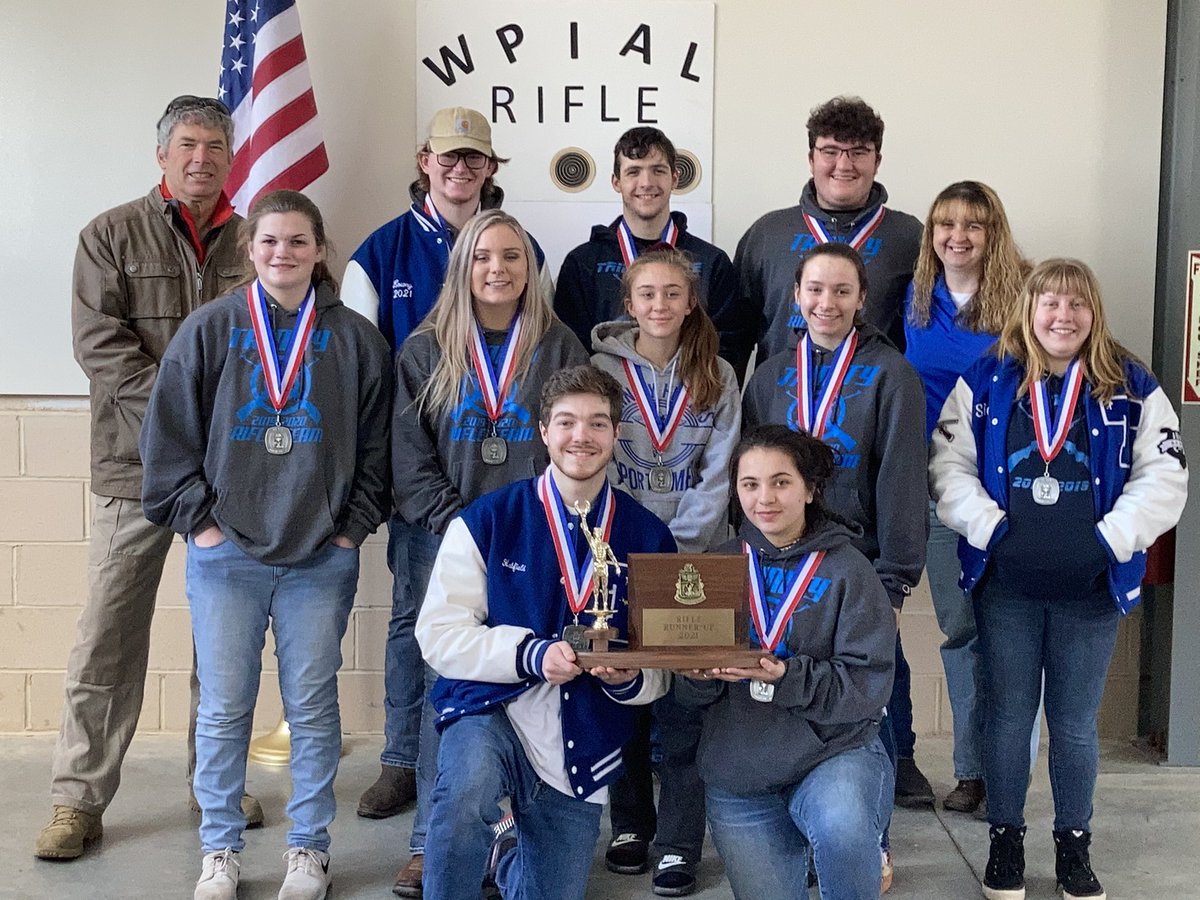 wpial7's tweet photo. Congratulations to Hempfield High School on their WPIAL Team Rifle Championship! Trinity HS claims the Runner-Up Trophy! @HASDathletics @Trinity_Hillers https://t.co/iGYXcBcHKm